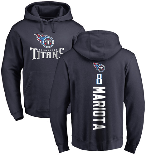Tennessee Titans Men Navy Blue Marcus Mariota Backer NFL Football #8 Pullover Hoodie Sweatshirts->tennessee titans->NFL Jersey